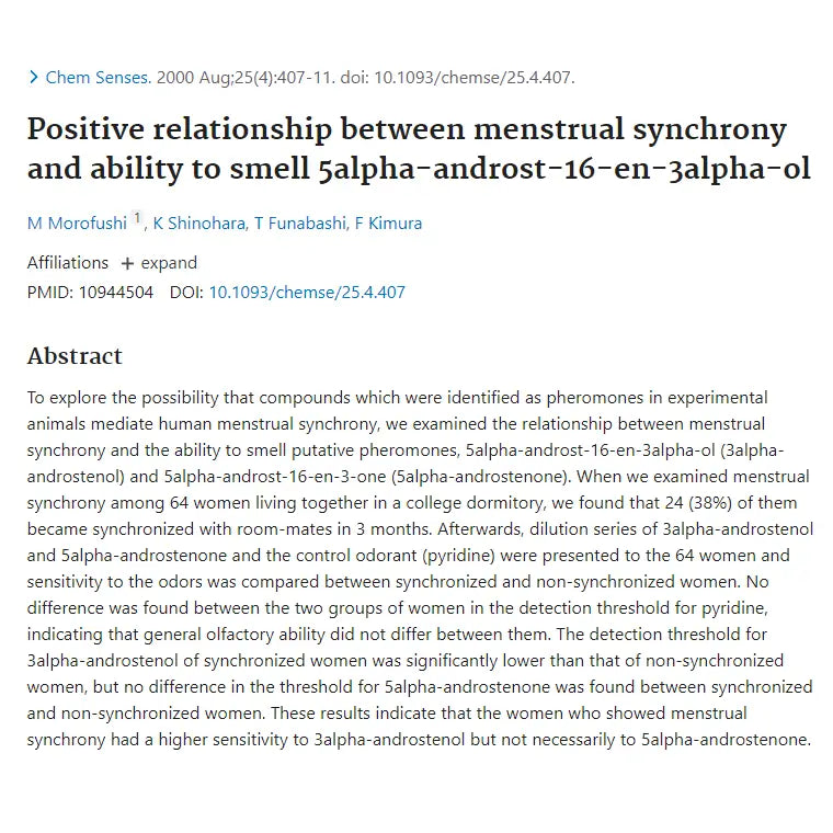 Positive Relationship between Menstrual Synchrony and Ability to Smell 5α-Androst-16-en-3α-ol