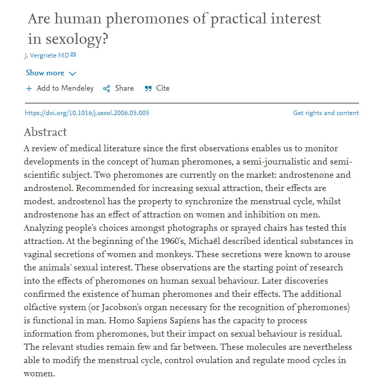 Are human pheromones of practical interest in sexology?