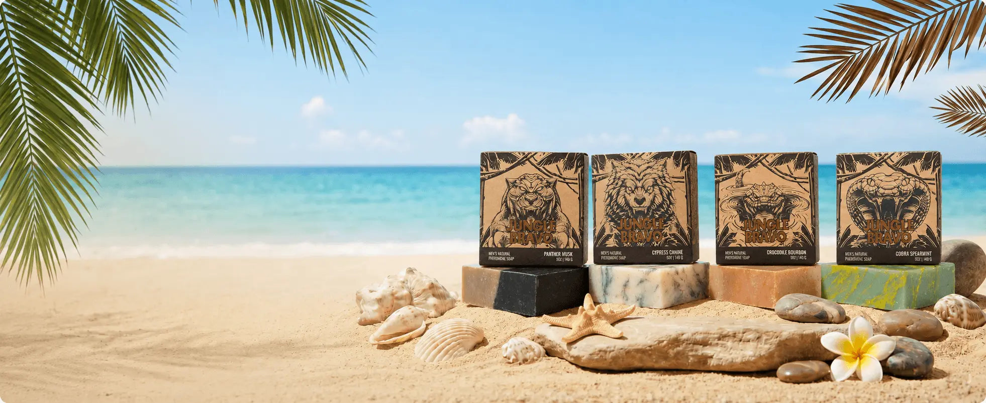 Summer skincare and body care set styled on warm beach sand