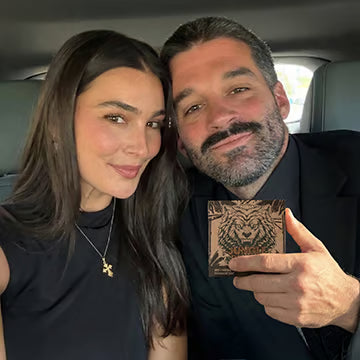 Couple smiling together while she holds a long-lasting men's soap bar