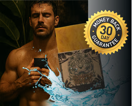 Man using Jungle Bravo Alpha Pheromone Soap for men in the shower